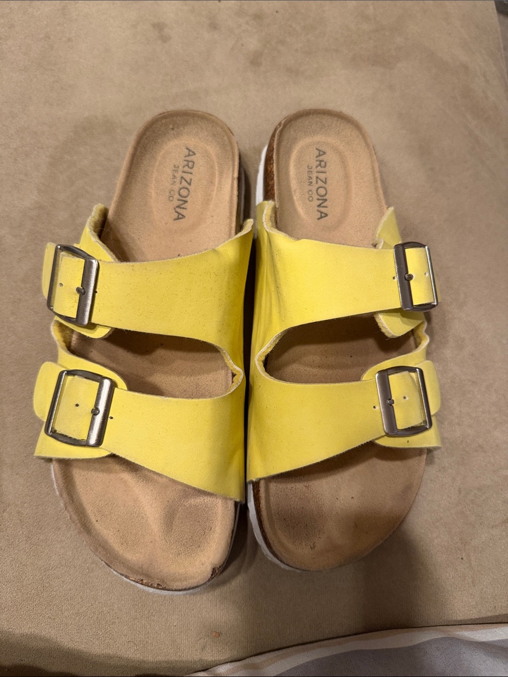 Arizona Jean Company Yellow Double-Buckle Slide Sandals